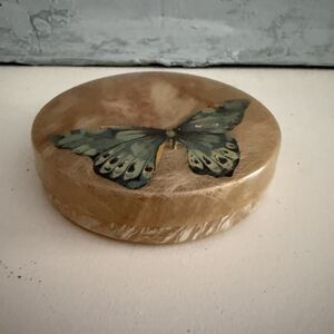 Butterfly & Milkweed Laminate Lid Thin Plastic Marble Swirl Bottom Trinket Box